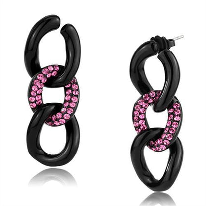 TK2711 - IP Black(Ion Plating) Stainless Steel Earrings with Top Grade Crystal  in Light Peach-0