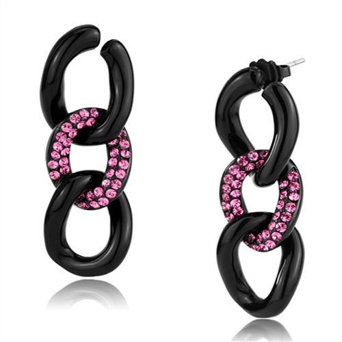 TK2711 - IP Black(Ion Plating) Stainless Steel Earrings with Top Grade Crystal  in Light Peach-0