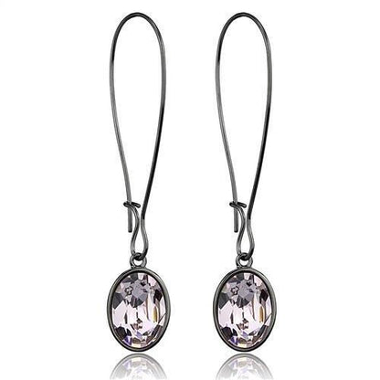 TK2719 - IP Light Black  (IP Gun) Stainless Steel Earrings with Top Grade Crystal  in Light Peach-0
