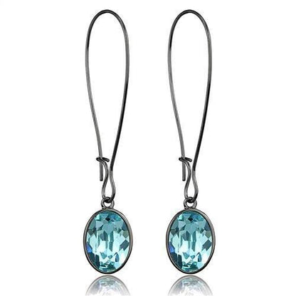 TK2720 - IP Light Black  (IP Gun) Stainless Steel Earrings with Top Grade Crystal  in Sea Blue-0
