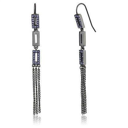 TK2722 - IP Light Black  (IP Gun) Stainless Steel Earrings with Top Grade Crystal  in Tanzanite-0