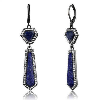 TK2723 - IP Light Black  (IP Gun) Stainless Steel Earrings with Precious Stone Lapis in Montana-0