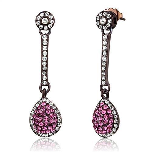 TK2724 - IP Dark Brown (IP coffee) Stainless Steel Earrings with Top Grade Crystal  in Rose-0
