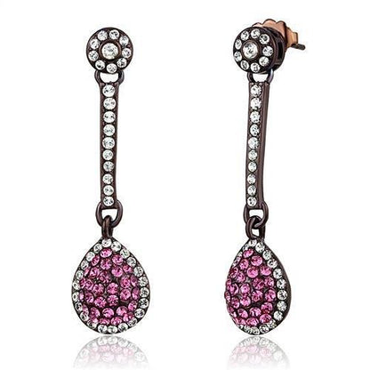 TK2724 - IP Dark Brown (IP coffee) Stainless Steel Earrings with Top Grade Crystal  in Rose-0