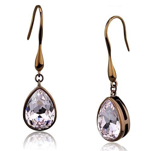 TK2727 - IP Coffee light Stainless Steel Earrings with Top Grade Crystal  in Light Peach-0
