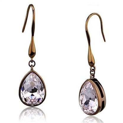 TK2727 - IP Coffee light Stainless Steel Earrings with Top Grade Crystal  in Light Peach-0