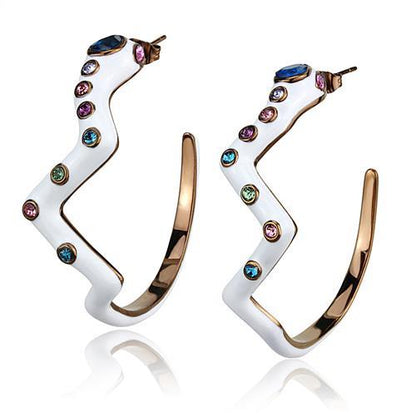 TK2729 - IP Coffee light Stainless Steel Earrings with Top Grade Crystal  in Multi Color-0