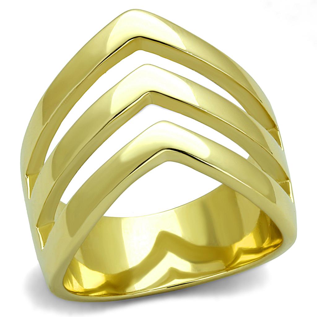 TK2733 - IP Gold(Ion Plating) Stainless Steel Ring with No Stone-0