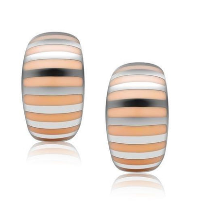 TK273 - High polished (no plating) Stainless Steel Earrings with Epoxy  in No Stone-0