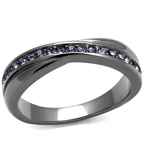 TK2750 - IP Light Black  (IP Gun) Stainless Steel Ring with Top Grade Crystal  in Tanzanite-0