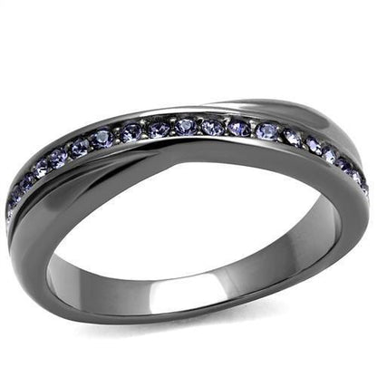 TK2750 - IP Light Black  (IP Gun) Stainless Steel Ring with Top Grade Crystal  in Tanzanite-0