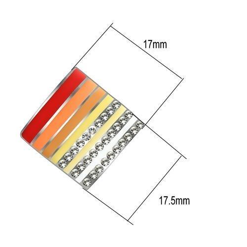 TK275 - High polished (no plating) Stainless Steel Earrings with Top Grade Crystal  in Clear-1