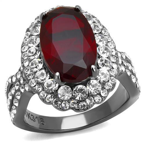 TK2761 - IP Light Black  (IP Gun) Stainless Steel Ring with Synthetic Synthetic Glass in Siam-0