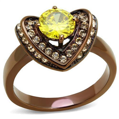 TK2762 - IP Coffee light Stainless Steel Ring with AAA Grade CZ  in Topaz-0