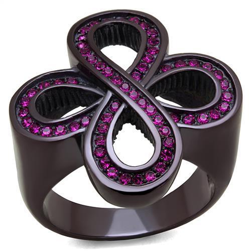TK2763 - IP Dark Brown (IP coffee) Stainless Steel Ring with Top Grade Crystal  in Fuchsia-0
