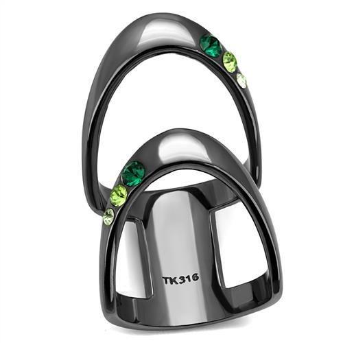 TK2768 - IP Light Black  (IP Gun) Stainless Steel Ring with Top Grade Crystal  in Multi Color-0