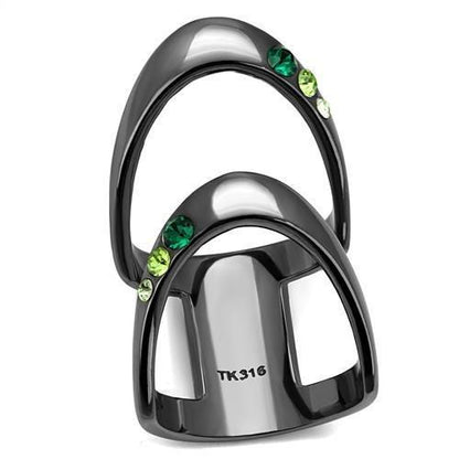 TK2768 - IP Light Black  (IP Gun) Stainless Steel Ring with Top Grade Crystal  in Multi Color-0