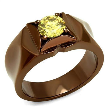 TK2773 - IP Coffee light Stainless Steel Ring with AAA Grade CZ  in Topaz-0