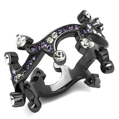 TK2780 - IP Light Black  (IP Gun) Stainless Steel Ring with AAA Grade CZ  in Clear-0