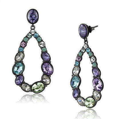 TK2785 - IP Light Black  (IP Gun) Stainless Steel Earrings with AAA Grade CZ  in Multi Color-0