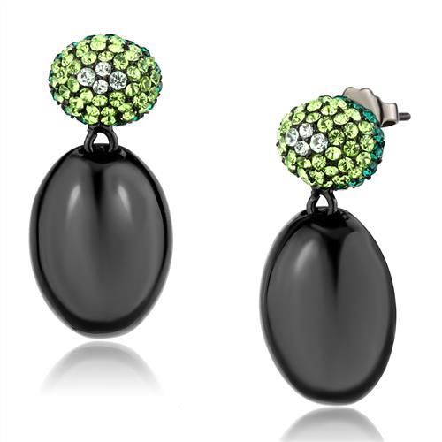 TK2786 - IP Black(Ion Plating) Stainless Steel Earrings with Top Grade Crystal  in Multi Color-0