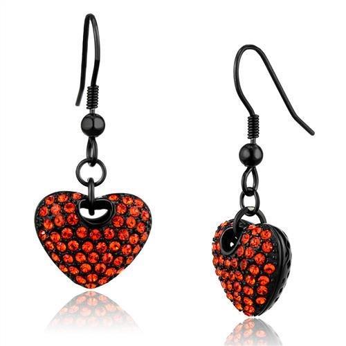 TK2790 - IP Black(Ion Plating) Stainless Steel Earrings with Top Grade Crystal  in Orange-0