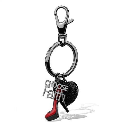 TK2795 - IP Light Black  (IP Gun) Stainless Steel Key Ring with Top Grade Crystal  in Jet-0