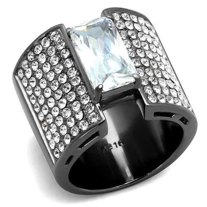 TK2798 - IP Light Black  (IP Gun) Stainless Steel Ring with AAA Grade CZ  in Clear-0