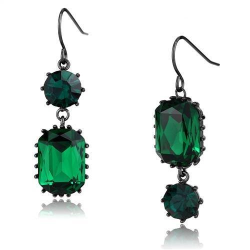 TK2817 - IP Dark Brown (IP coffee) Stainless Steel Earrings with Top Grade Crystal  in Emerald-0