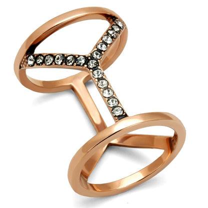 TK2825 - IP Rose Gold(Ion Plating) Stainless Steel Ring with Top Grade Crystal  in Clear-0