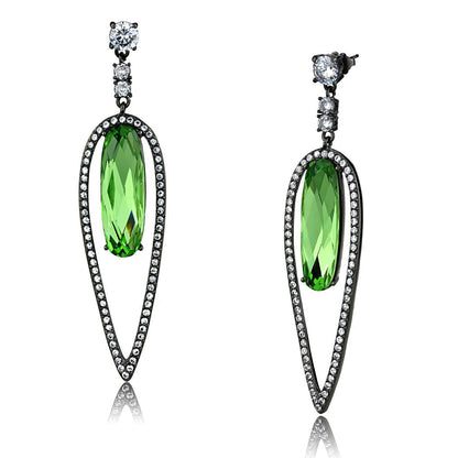 TK2846 - IP Light Black  (IP Gun) Stainless Steel Earrings with Top Grade Crystal  in Peridot-0