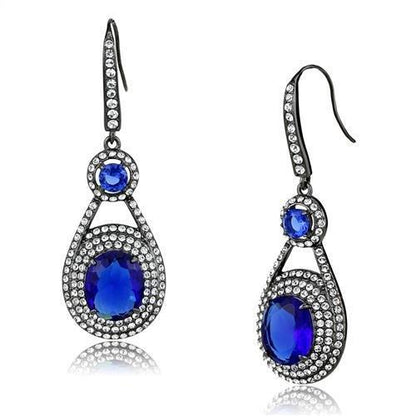 TK2851 - IP Light Black  (IP Gun) Stainless Steel Earrings with Synthetic Synthetic Glass in Sapphire-0