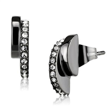 TK2855 - IP Light Black  (IP Gun) Stainless Steel Earrings with Top Grade Crystal  in Clear-0