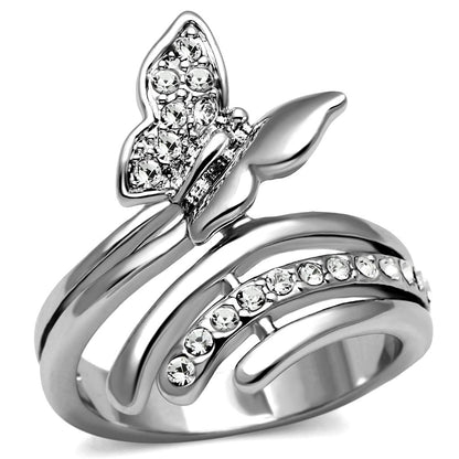 TK2875 - High polished (no plating) Stainless Steel Ring with AAA Grade CZ  in Clear-0