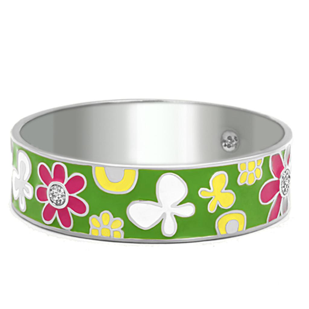 TK287 - High polished (no plating) Stainless Steel Bangle with Epoxy  in Multi Color-0