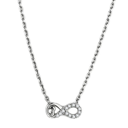 TK2885 - High polished (no plating) Stainless Steel Necklace with AAA Grade CZ  in Clear-0