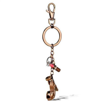 TK2896 - Two Tone IP Light Brown (IP Light coffee) Stainless Steel Key Ring with AAA Grade CZ  in Clear-0