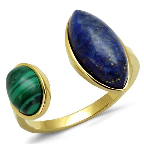 TK2906 - IP Gold(Ion Plating) Stainless Steel Ring with Precious Stone Lapis in Montana-0