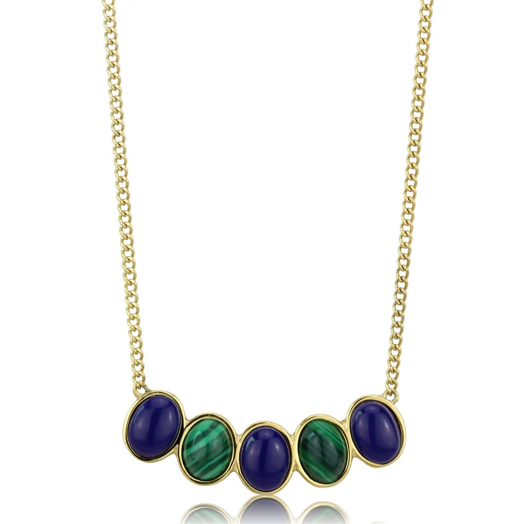 TK2911 - IP Gold(Ion Plating) Stainless Steel Necklace with Precious Stone Lapis in Montana-0