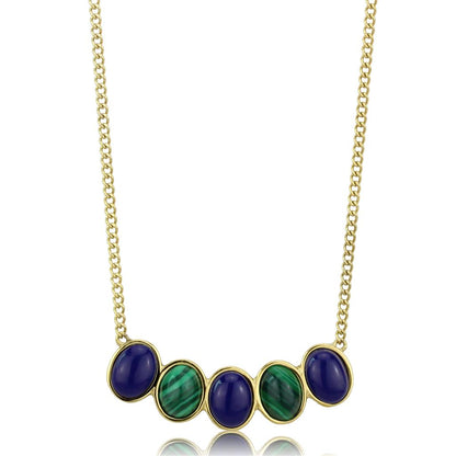 TK2911 - IP Gold(Ion Plating) Stainless Steel Necklace with Precious Stone Lapis in Montana-0