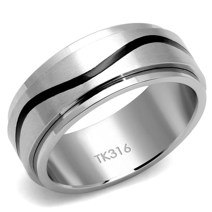 TK2929 - High polished (no plating) Stainless Steel Ring with Epoxy  in Jet-0