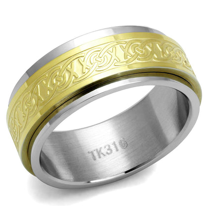 TK2939 - Two-Tone IP Gold (Ion Plating) Stainless Steel Ring with No Stone-0