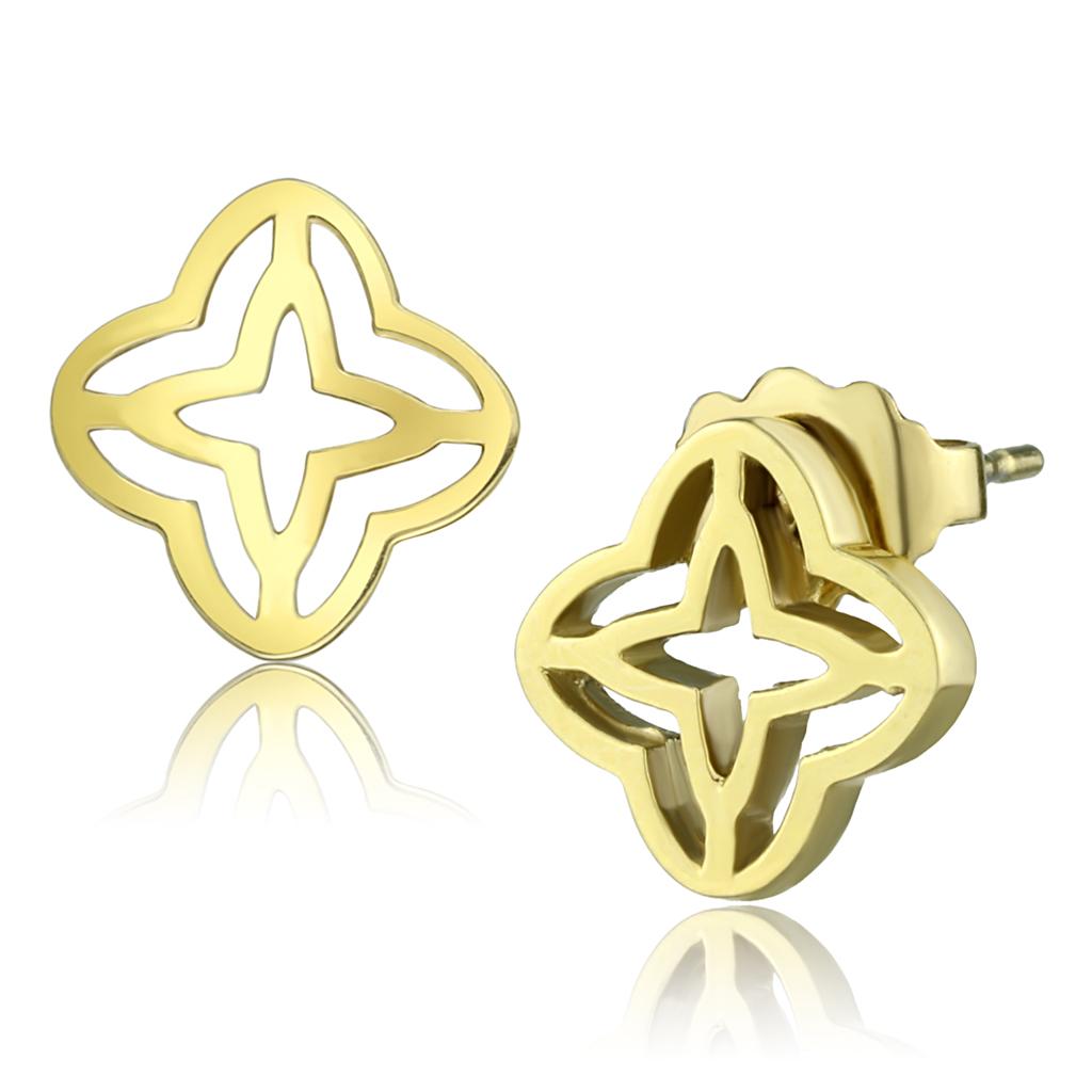 TK2949 - IP Gold(Ion Plating) Stainless Steel Earrings with No Stone-0