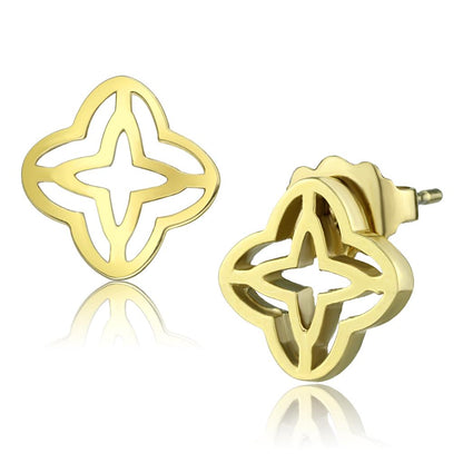 TK2949 - IP Gold(Ion Plating) Stainless Steel Earrings with No Stone-0