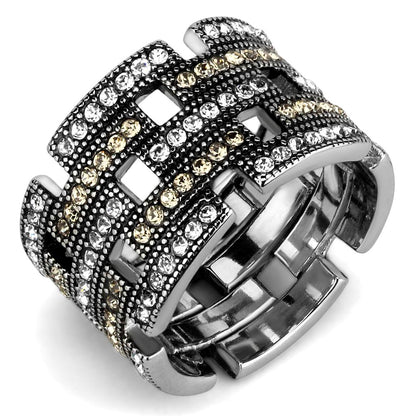 TK2987 - High polished (no plating) Stainless Steel Ring with Top Grade Crystal  in Multi Color-0