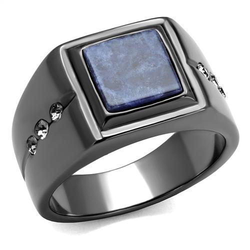 TK3006 - IP Light Black  (IP Gun) Stainless Steel Ring with Blue Sand  in Montana-0