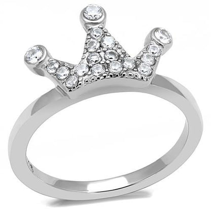 TK3024 - High polished (no plating) Stainless Steel Ring with AAA Grade CZ  in Clear-0