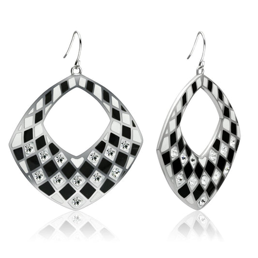 TK310 - High polished (no plating) Stainless Steel Earrings with Top Grade Crystal  in Clear-0