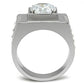 TK311 - High polished (no plating) Stainless Steel Ring with AAA Grade CZ  in Clear-2