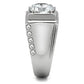 TK311 - High polished (no plating) Stainless Steel Ring with AAA Grade CZ  in Clear-3